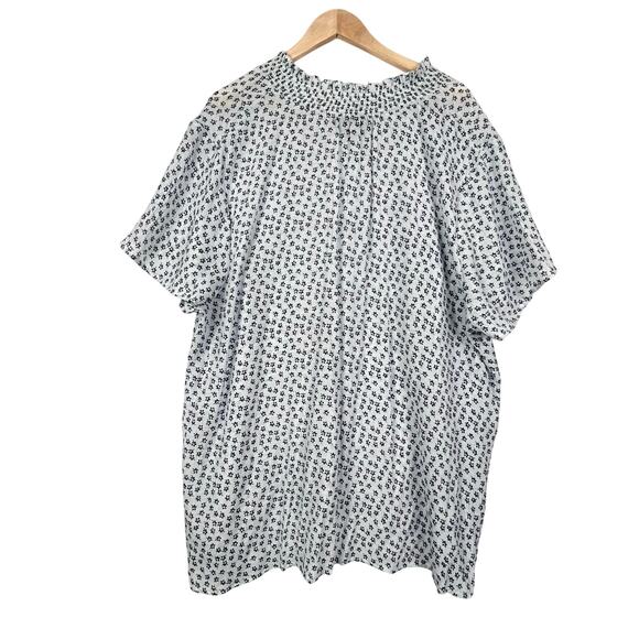 NEW LANE BRYANT Boho Sheer Blue Floral V Neck Tassels Women's Peasant Top 24 - Picture 2 of 11